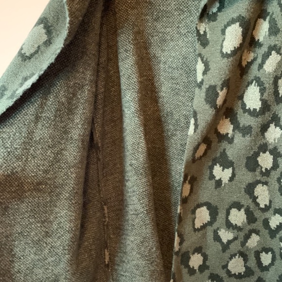 NWOT D & Co Green Animal Print Jacquard Knit Cardigan XL Cozy Fall Layer - Picture 8 of 12